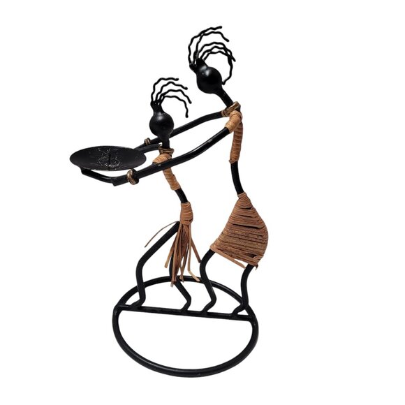 Laurids Lonborg Wrought Iron Rattan Candle Holder Tribal Woman With Girl Read - Picture 11 of 11